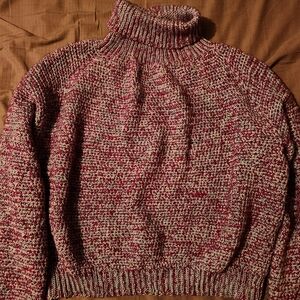 Elegant Purple and Blue Turtleneck Sweater